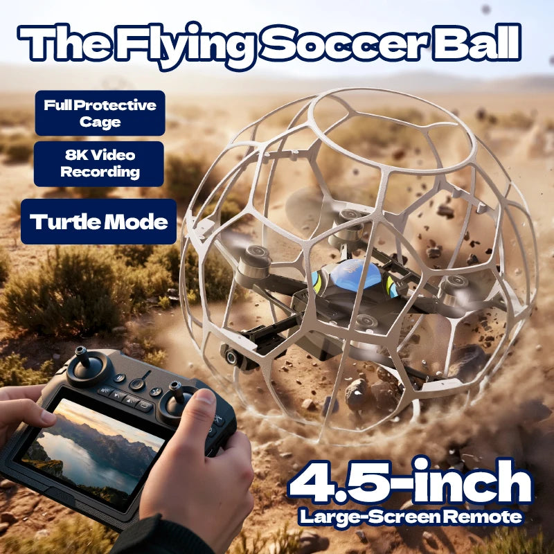 V51 Drone for Soccer Competition 3D Full Protection Brushless RC Quadcopter with HD FPV Camera RC Flying Ball Kids Gift Toys