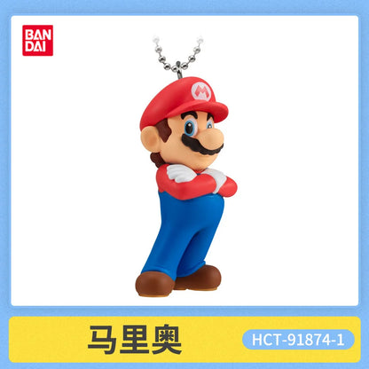 New Bandai Original Shokugan Super Mario Luigi Yoshi Toad Mini Anime Figure Keychain Collectible Charm Pendant Case Decor Gift