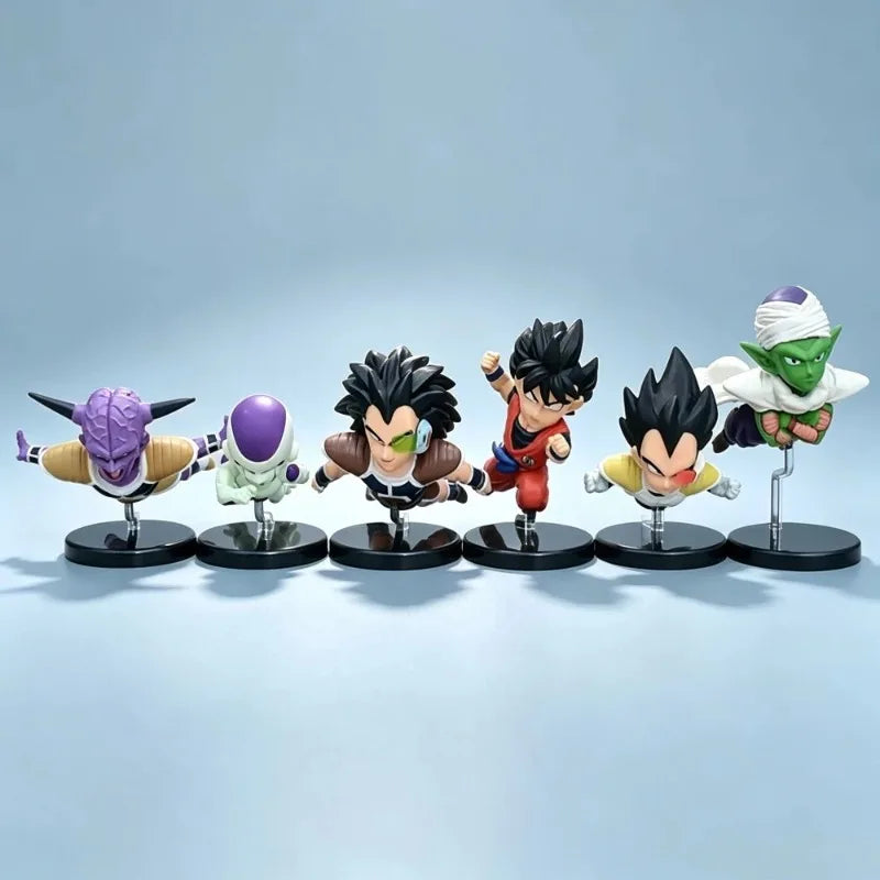Dragon Ball Z Flying Figures Complete Set With Support Stands Q Version Anime Statue Model Desktop Collectible Ornament Toy Gift