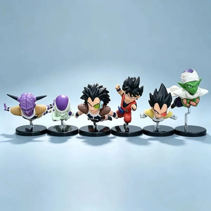 Dragon Ball Z Flying Figures Complete Set With Support Stands Q Version Anime Statue Model Desktop Collectible Ornament Toy Gift