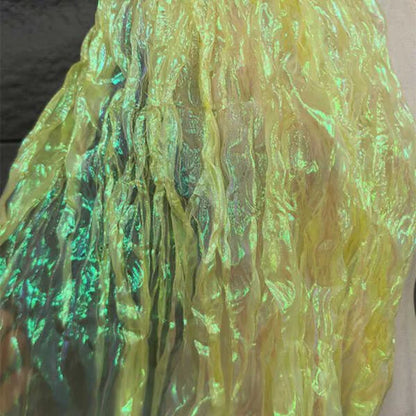 Wave Wrinkled Organza Fabric Gradient By The Meter for Decorative DIY Clothing Designer Sewing Laser Mermaid Texture Cloth White