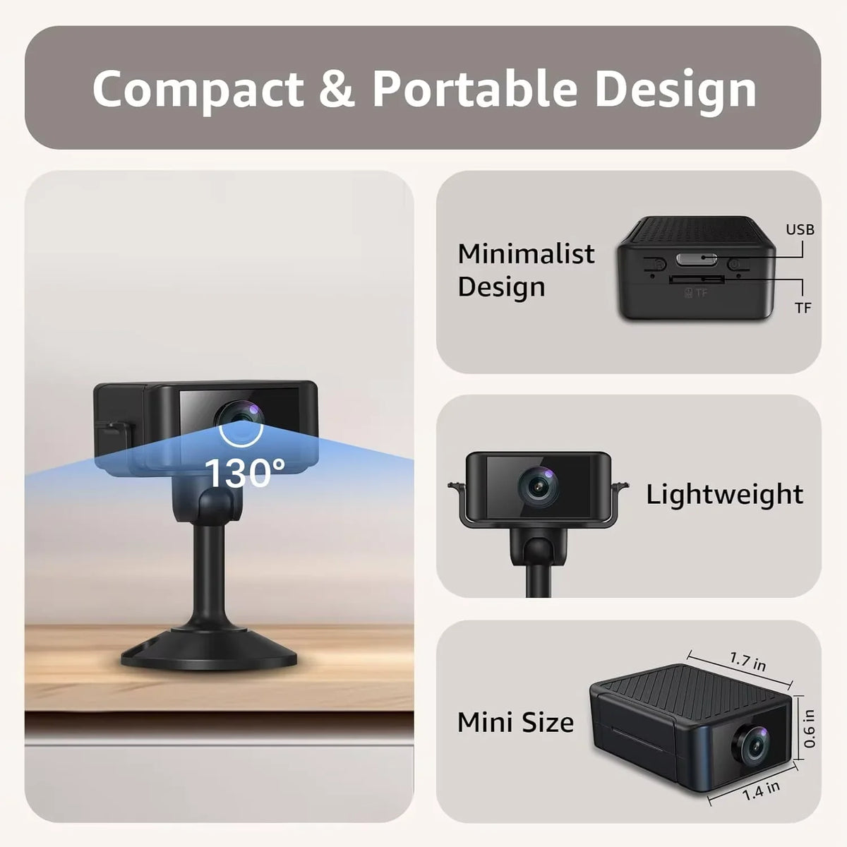 2.4G&5G Indoor Security Mini Camera HD 4H Battery Life Motion Detection  SD Cloud Storage Night Vision App Control Baby Cam