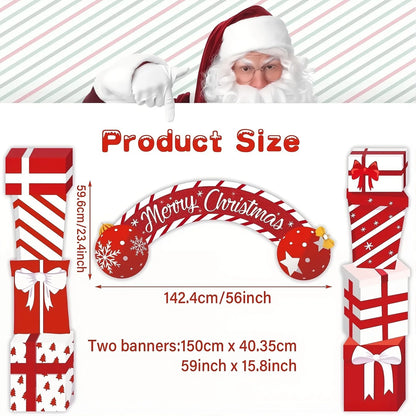 Christmas Hanging Door Banner Merry Christmas Decoration for Home festival Gift Box Xmas Door Navidad Notal Noel New Year 2026
