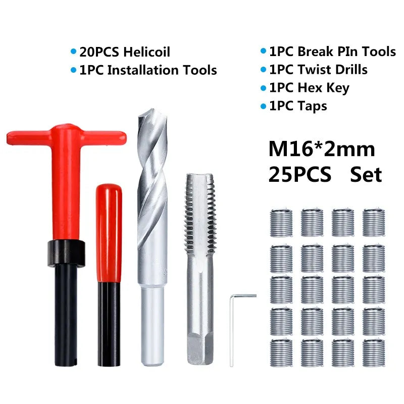 XCAN Thread Repair Kit M3 M4 M5 M6 M8 M10 M12 M14  Screw Thread Inserts For Restoring Damaged Threads Repair Tools Drill Bit
