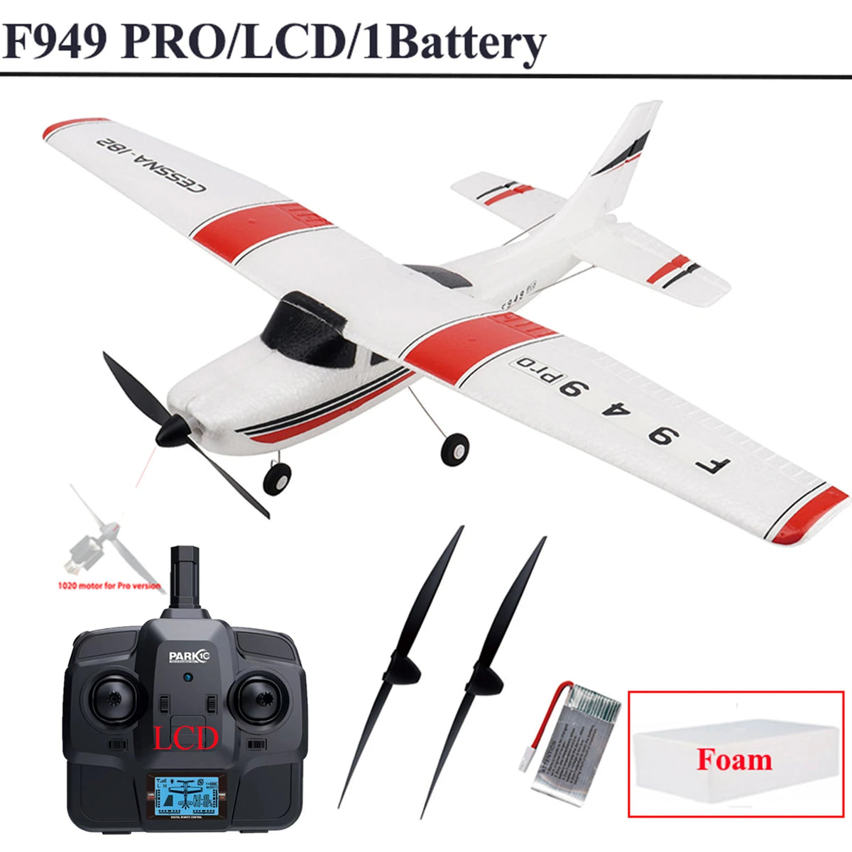 【C0】WLtoys 2.4G F949 LCD Version RC Airplane Cessna 182 3D6G 3Ch Fixed Wing Plane Outdoor Drone RTF With Gyroscope And Night