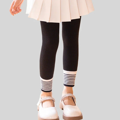 Autumn Winter Korean Style Kids Clothes 0-15Y Girl Thick Warm Leggings Striped Cuffs Fashion Girls' Nine Point Pants