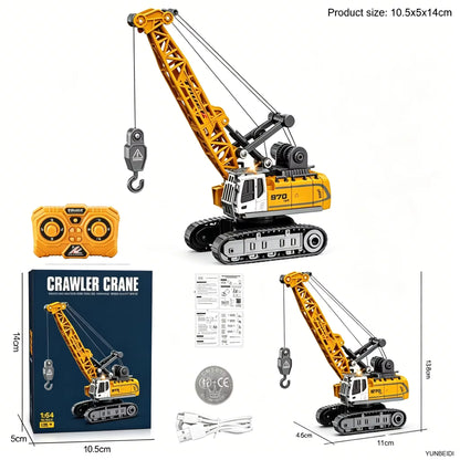 1:64 Mini Remote Control Alloy Excavator Truck Forklift with Trailer Worktop  Bluetooth 2.4GHz RC Car Child's Toy Holiday Gifts
