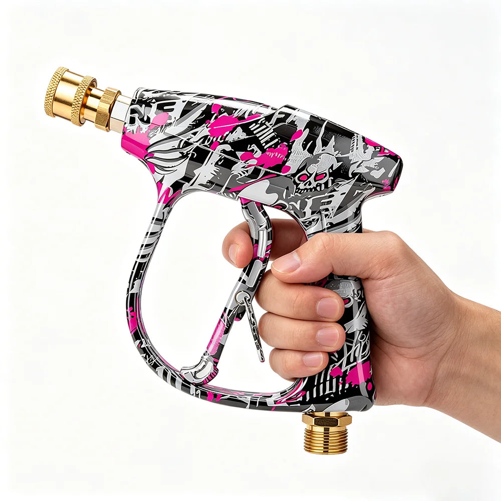 1/4" Quick Connect High Pressure Washer Gun Short Spray Gun with Lavor Adapter and 5 Nozzles
