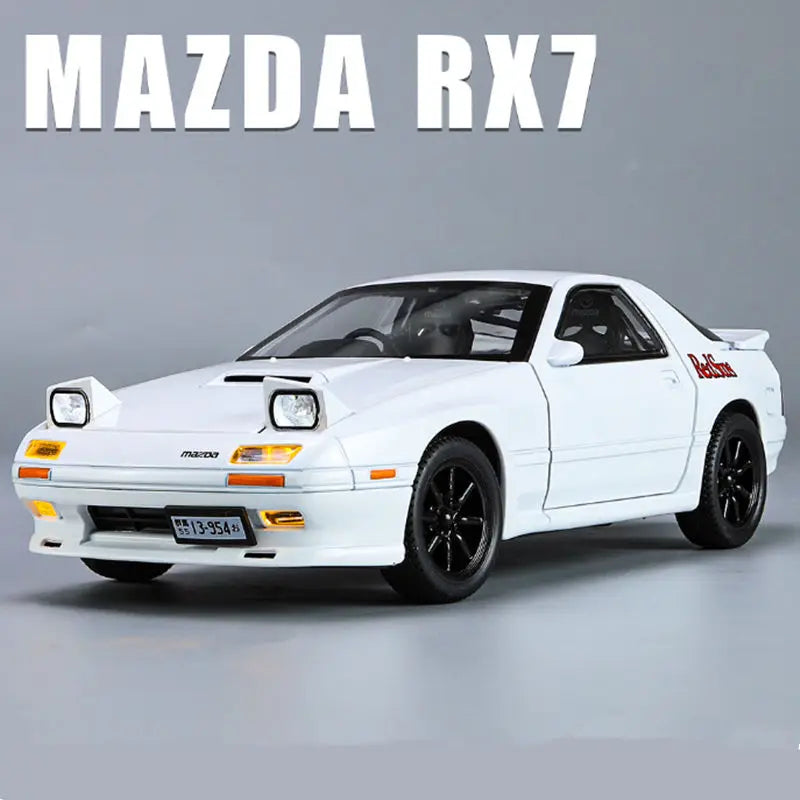 1:24 Mazda RX7 Alloy Sports Car Model Diecasts Metal Toy Racing Vehicles Car Model Simulation Sound and Light Childrens Toy Gift