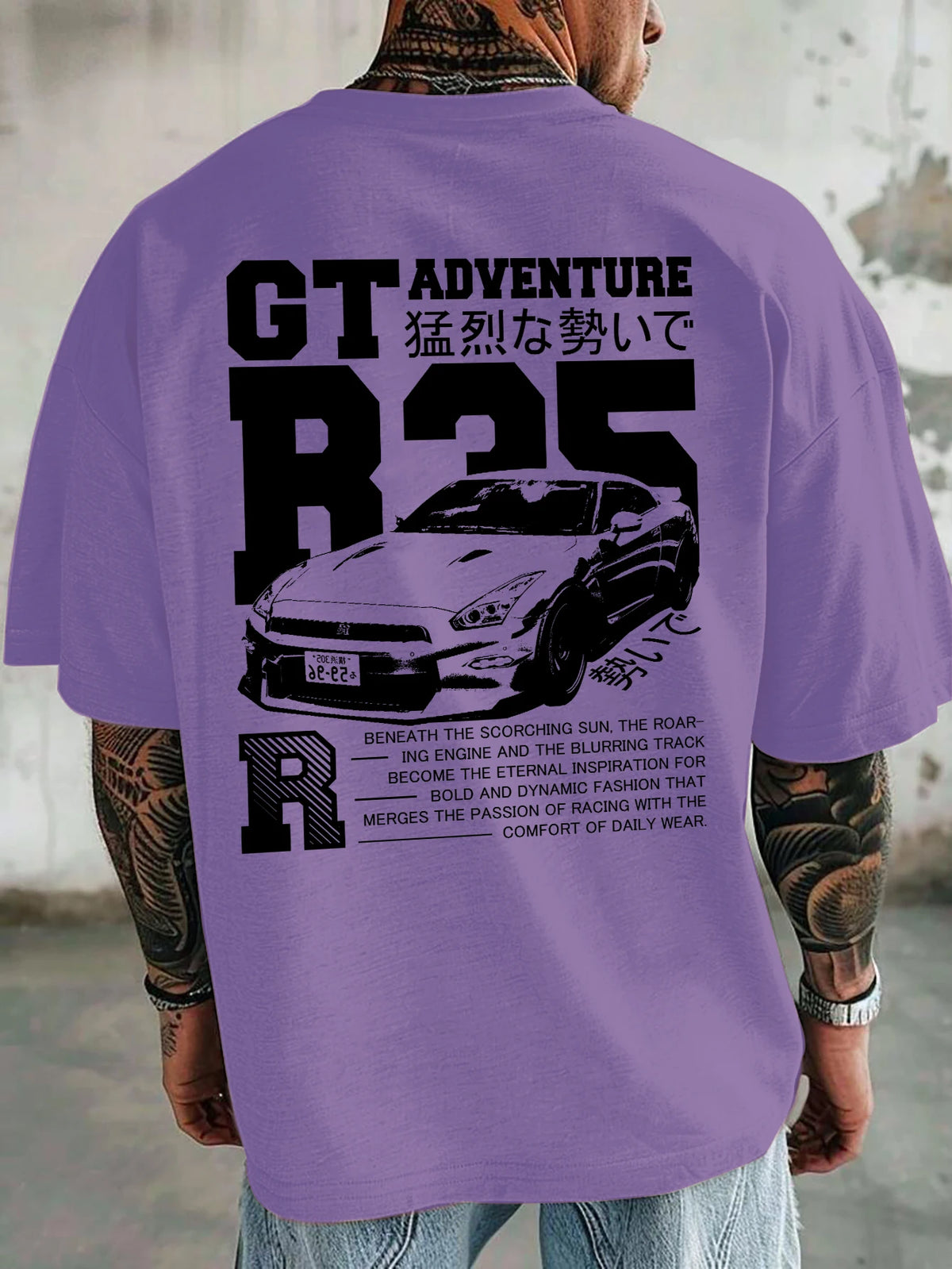 Men's Oversized T Shirt R35 GT-R Graphic Print Streetwear JDM 100% Polyester Short Sleeve Casual Tee
