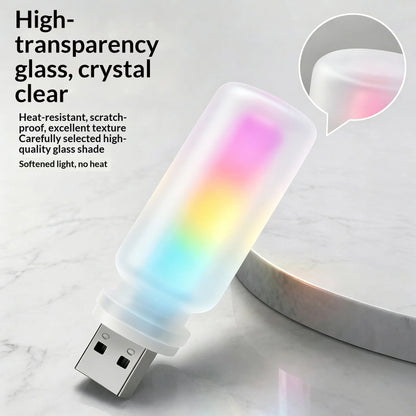 USB Glass Bottle RGB Ambient Light 10 Lighting Modes Gradient LED Atmosphere Lamp For Gaming Room Bedroom Car Decoration