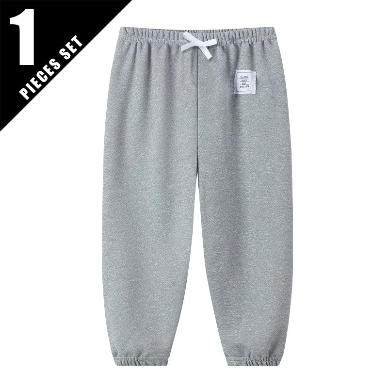 1/3 Pcs Four Seasons Children's Leisure Sports Pants Solid Color Basic Boy Running Holiday 9 Pants Girl Joker Comfortable Pants