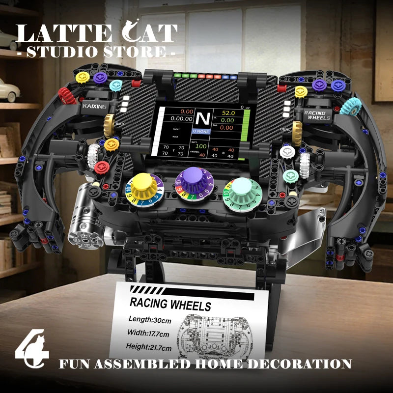 MOC Formula Racing Car Building Blocks Phone Stand Toys Creative Racer Steering Wheel Bricks DIY Model Home Decor Birthday Gifts