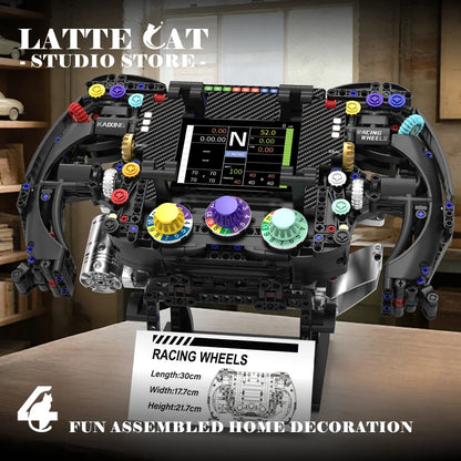 MOC Formula Racing Car Building Blocks Phone Stand Toys Creative Racer Steering Wheel Bricks DIY Model Home Decor Birthday Gifts