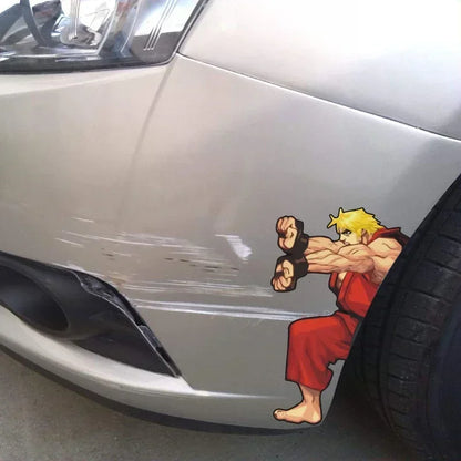 19cmx17cm Car Stickers - Arcade Game Ryu Ken Masters Funny Creative Decals Auto Scratch Cover Tuning Styling Street Art Car Deca