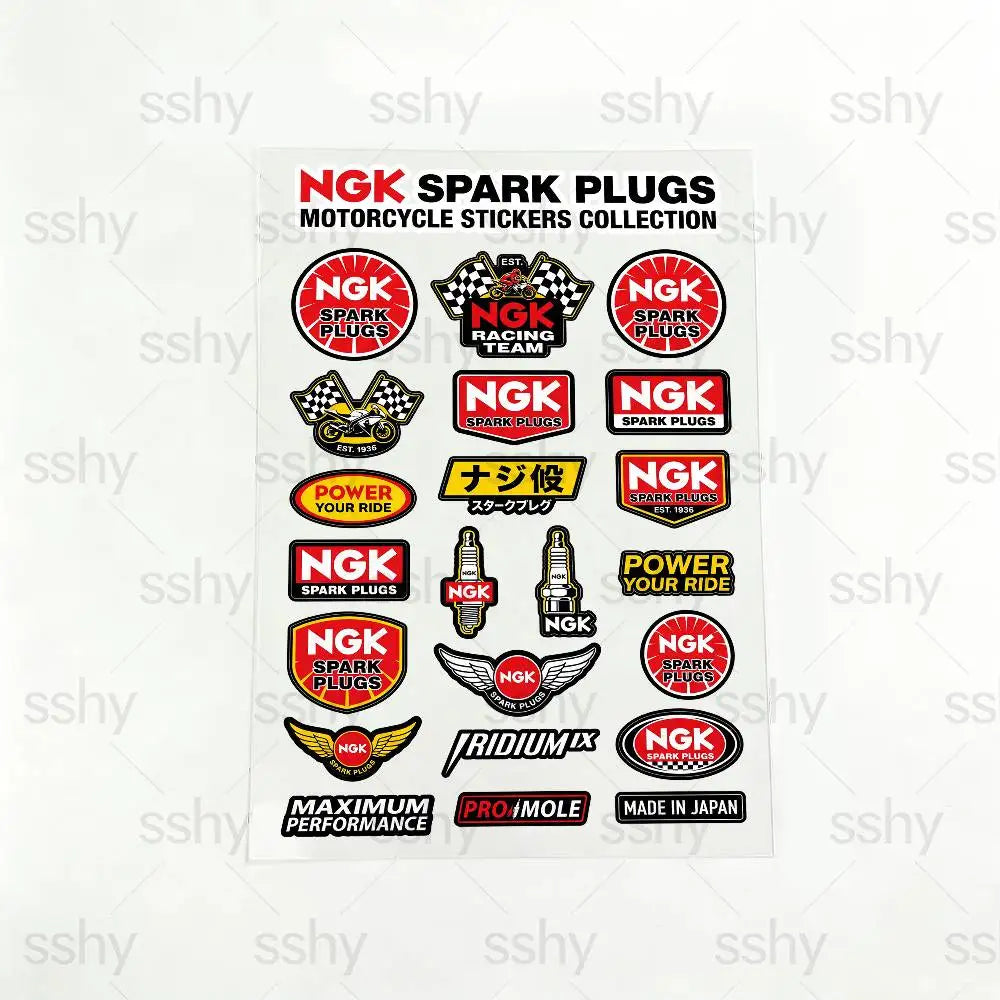 For NGK Reflective Motorcycle Stickers Waterproof Vinyl Decals for Motorbike Helmet Fuel Tank Bike