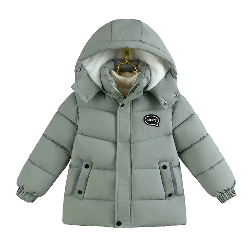 Boys Thickened Jacket Children's Padded Coat Winter Warm Casual Outerwear Kids Hooded Zip-Up Parkas Autumn Fashion Cotton Clothe
