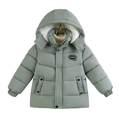 Boys Thickened Jacket Children's Padded Coat Winter Warm Casual Outerwear Kids Hooded Zip-Up Parkas Autumn Fashion Cotton Clothe
