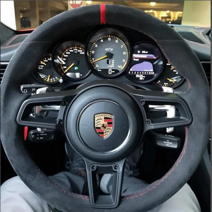 Beige Non-slip Genuine Leather Steering Wheel Cover 100% Fit for Porsche Macan 2015-2021 Cayenne 718 911 Car Accessorie