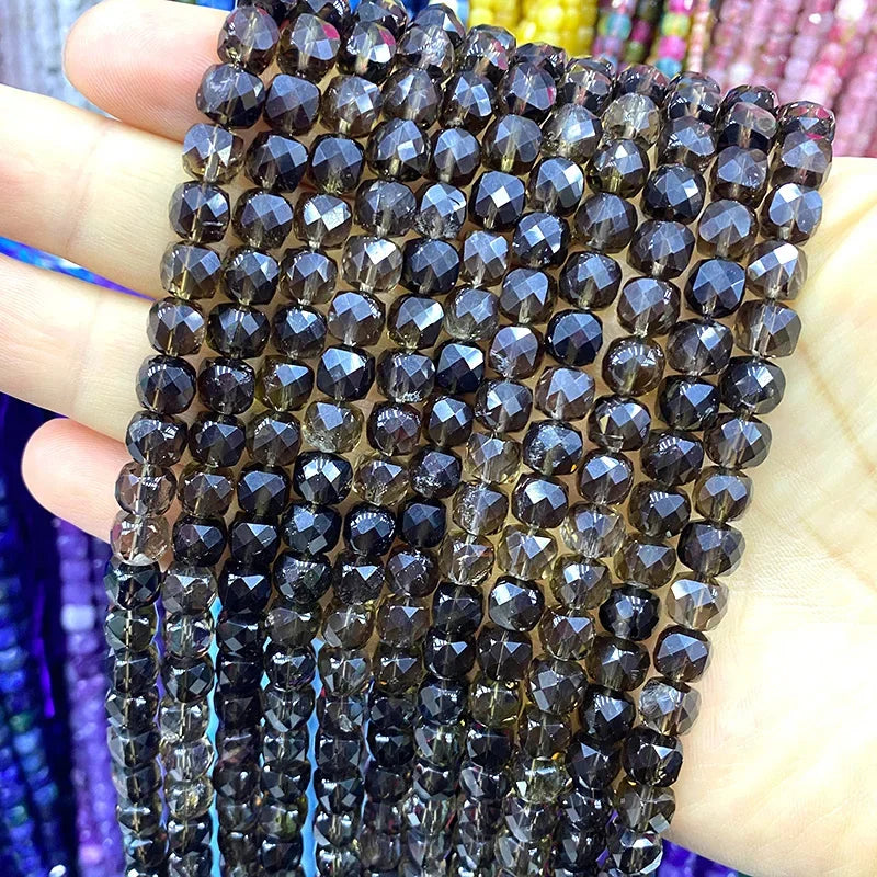 Natural Stone 7-8MM Faceted Square Lapis Lazuli Loose Cube Spacer Beads for Jewelry Making Diy Earrings Bracelets Accessories