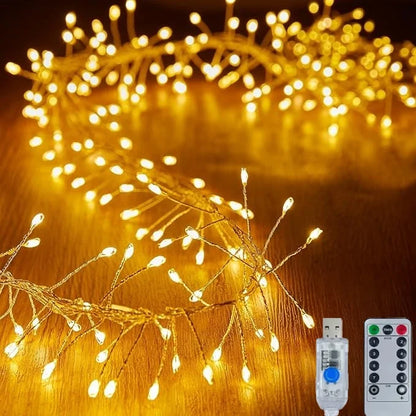 50/100/200LED Firecracker Firefly Lights with Remote Waterproof  Cluster String Lights for Bedroom Window Christmas Tree Decor