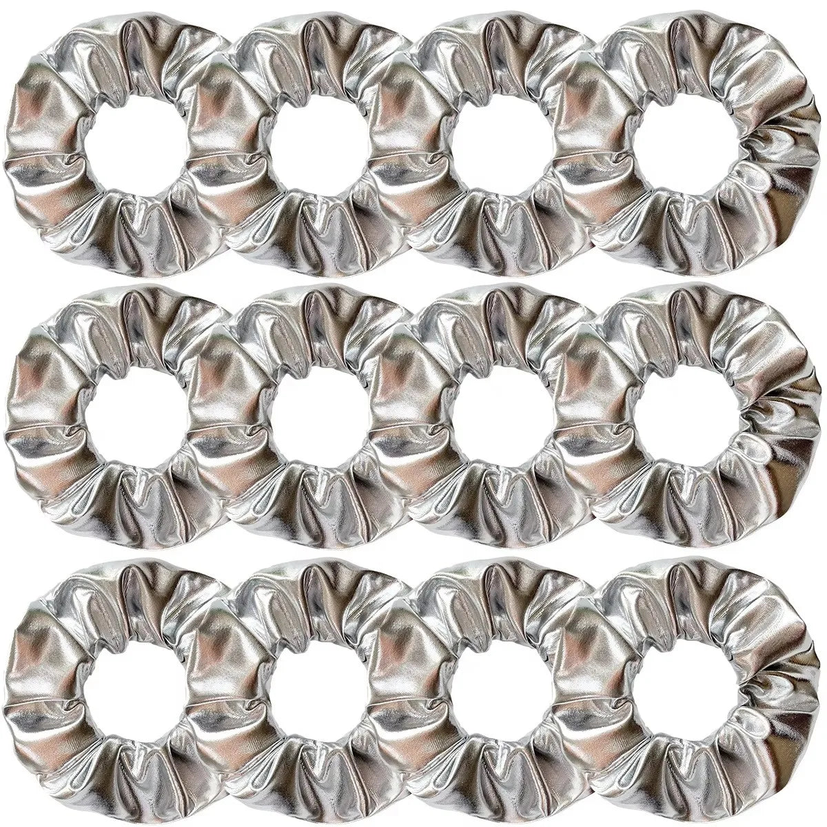 Wholesale 12pcs Metallic Color Scrunchies For Women Gold Silver Black Color Laser Effective Scrunches Set Girls Hair Rope Pack