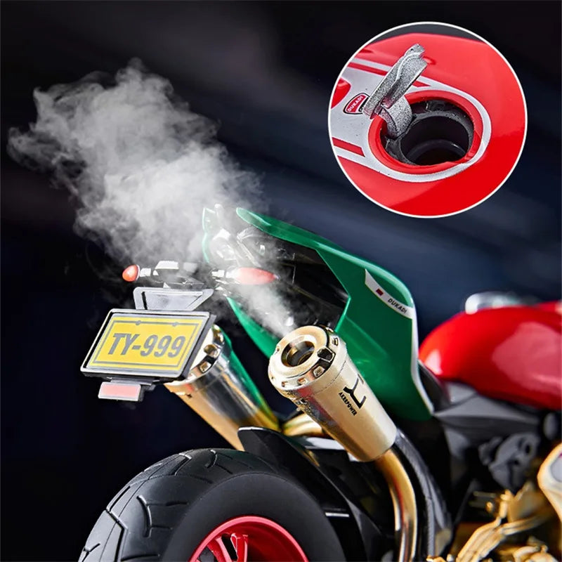 Key Start 1:9 1199 Panigale Alloy Sports Motorcycle Model Diecast Track Racing Motorcycle Model With Spray Sound Light Kids Toys