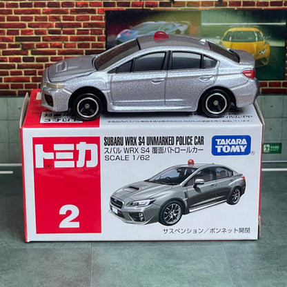 Takara Tomy Tomica No.2 Subaru WRX S4 Unmarked Patrol Car 1:64 Scale Alloy Diecast Car Mini Vehicle Collection Gift for Kids