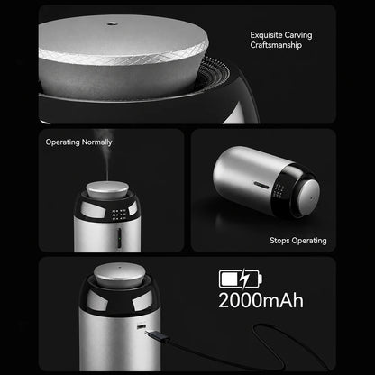 TEABLUM Aluminum Car Aroma Diffuser Smart Home Auto Oil Diffuser Type-C Rechargeable Leak Proof Fragrance Diffuser Holiday Gifts