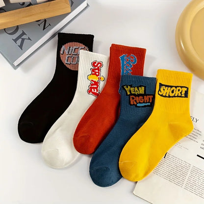Unisex Soft Cotton Graphic Crew Socks Breathable Funny Casual Athletic Streetwear Socks for Daily Wear with Sneakers