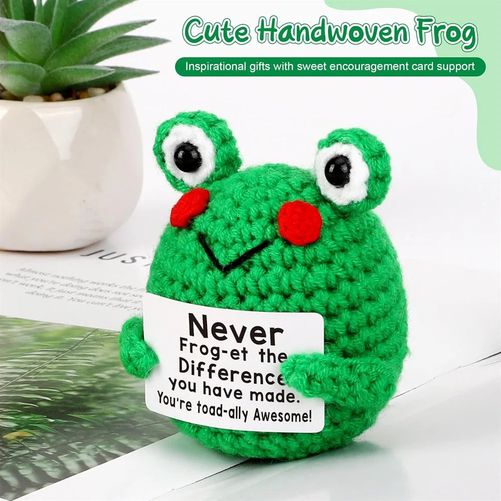 Positive Crochet Handmade Amigurumi Doll Emotional Support Pocket Hug Knit Plant Flower Encouragement Gift for Friends Coworker