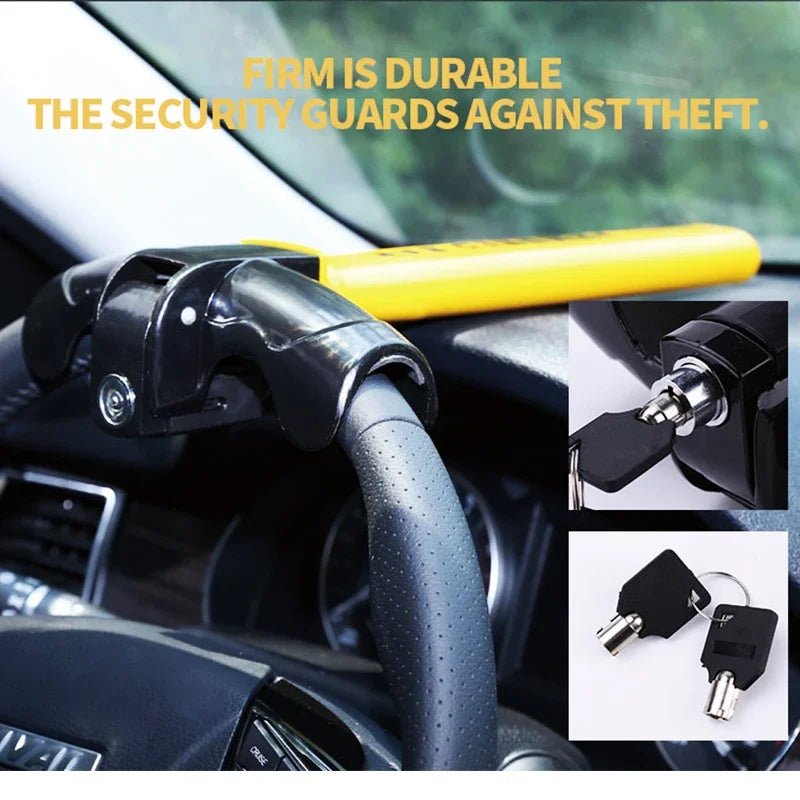 EAFC Car Steering Wheel Lock Heavy Duty Stainless Lock Universal Anti-theft Car/Van Security Rotary Enhance Automobile Security