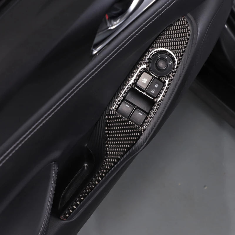 For 2016-2025 Mazda MX-5 ND ND5RC Door Window Switch Panel Soft Carbon Fiber Cover 2Pcs Left & Right Interior Sticker