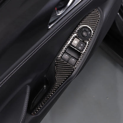 For 2016-2025 Mazda MX-5 ND ND5RC Door Window Switch Panel Soft Carbon Fiber Cover 2Pcs Left & Right Interior Sticker