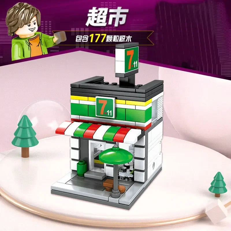 Mini House Building Blocks City Store Street View Snack Street Figures Children's Toys Boys and Girls Gifts Compatible With Lego