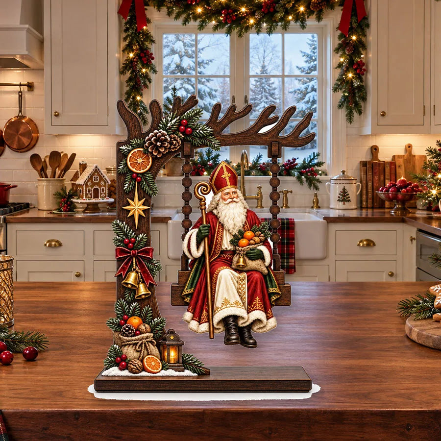 Wooden Christmas Decoration Ornaments, Fun Swing-Themed Christmas Crafts, Suitable for Tabletop Centerpieces, Holiday Party Decorations, Home Office Desktop Bookshelf Decorations
