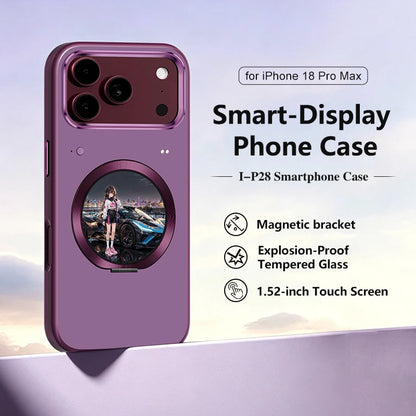 For iPhone 18 Pro Max Smart Phone Case with Smart Display Customizable Photos Videos One-click Recording Touch Window on Back