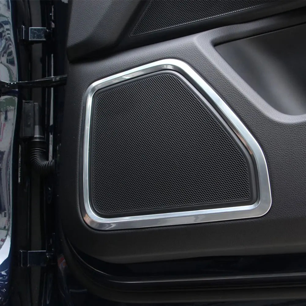 4 Pieces for Porsche Macan 2015-2021 Silver Stainless Steel Door Speaker Horn Ring Frame Cover Trim