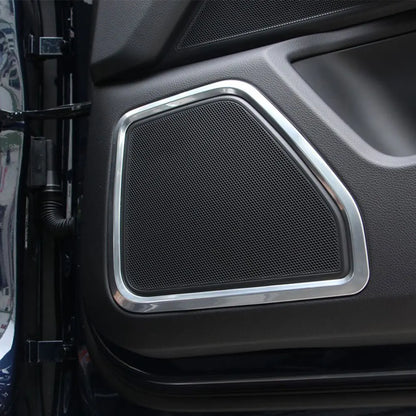4 Pieces for Porsche Macan 2015-2021 Silver Stainless Steel Door Speaker Horn Ring Frame Cover Trim