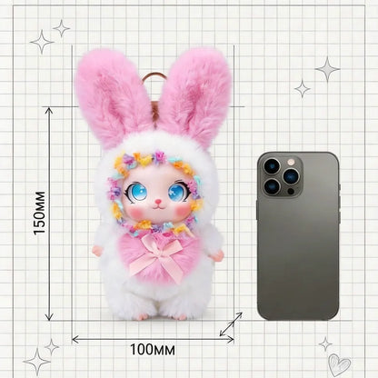 Cute and colorful Plush Rabbit doll; Children's Plush Animal Rabbit doll; Long-Eared Cute Rabbit Lace-Trimmed Plush doll Pendant