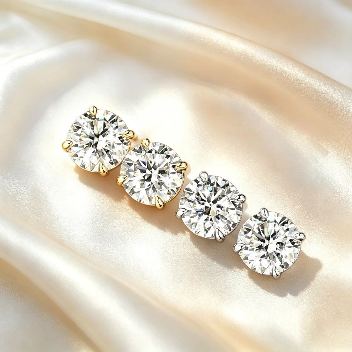 Abestecom VVS1 GRA 0.1ct-3.0ct Moissanite Earring D Color Lab Diamond Four Prong Single Stone Women Stud Earrings Jewelry Gift