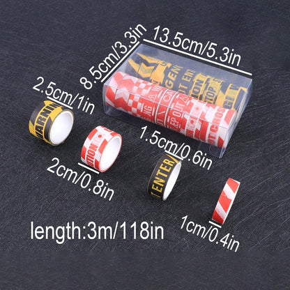 16 Rolls Caution Warning Washi Tape Safety Pattern Decorative Sticker For DIY Crafts Journal Planner Scrapbooking Stationery