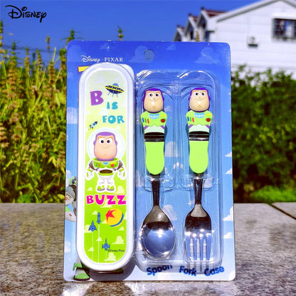 3PCS Disney Officially Licensed Cars Lightning McQueen Stainless Steel Fork Spoon Set Food-Grade Gift for Fans Festive Occasions
