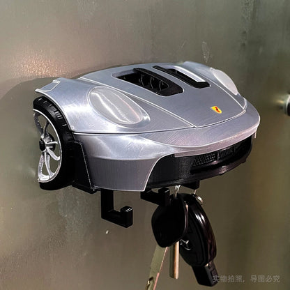 3D Printed Racing Supercar Key Hook, Brushed Metal Drill-free Key Organizer, Entryway Garage Wall Decor Gift For Car Enthusiasts