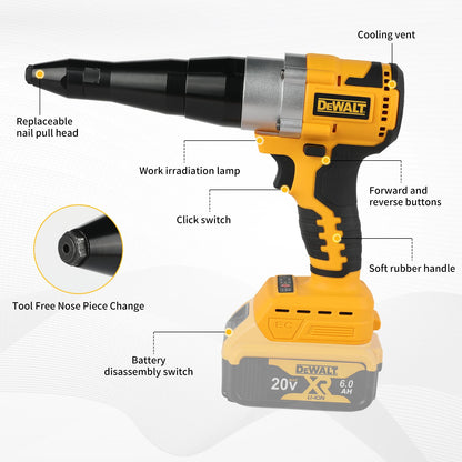 DEWALT DCF401 20V Brushless Electric Rivet Gun 3.2-4.8mm For Stainless Steel Iron Aluminum Rivets Construction Repair Hand tools