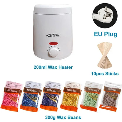 200ml Wax Melting Machine + 100g/200g /300g Wax Beans Set, Wax Heating, Wax Hair Removal And Wax Therapy Machine Wax Melting Pot