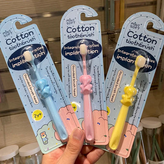 Cartoon Elephant Kids' 10000 Soft-Bristle Toothbrush Single Pack, 2-10Y Baby Exclusive, Gentle Gums Care, Deep Plaque Cleaning
