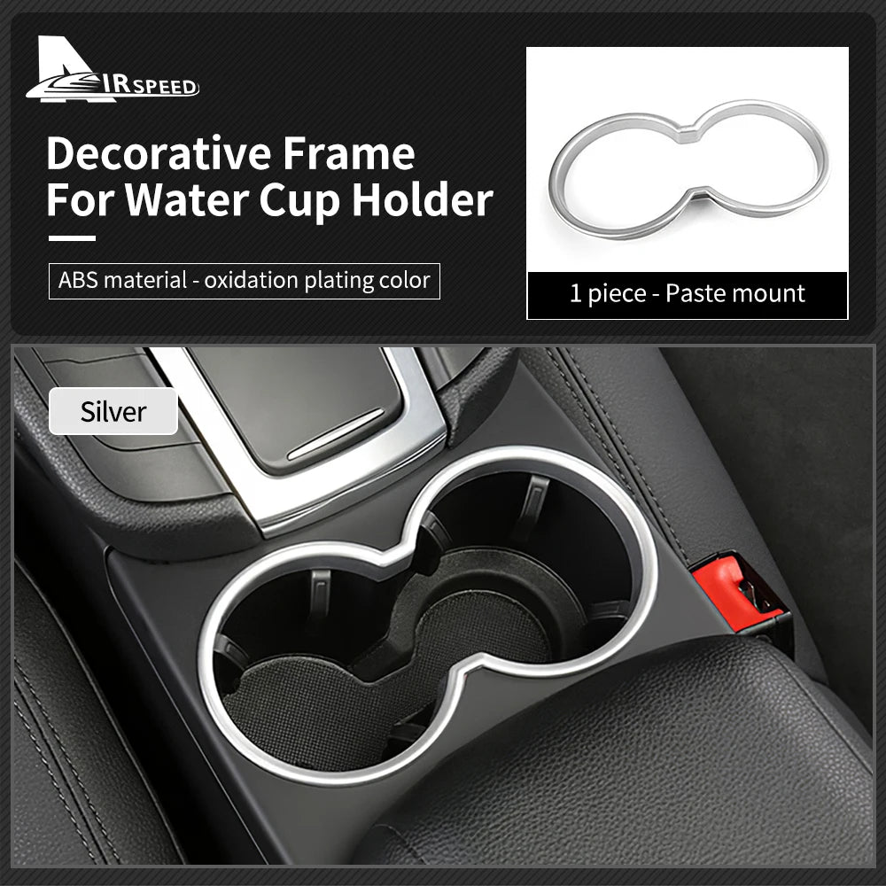 Chrome ABS for Porsche Macan 2014-2023 Car Center Control Water Cup Holder Frame Cover Interior Trim Styling Auto Accessories