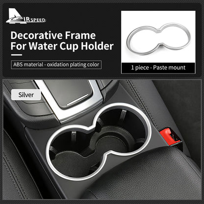 Chrome ABS for Porsche Macan 2014-2023 Car Center Control Water Cup Holder Frame Cover Interior Trim Styling Auto Accessories