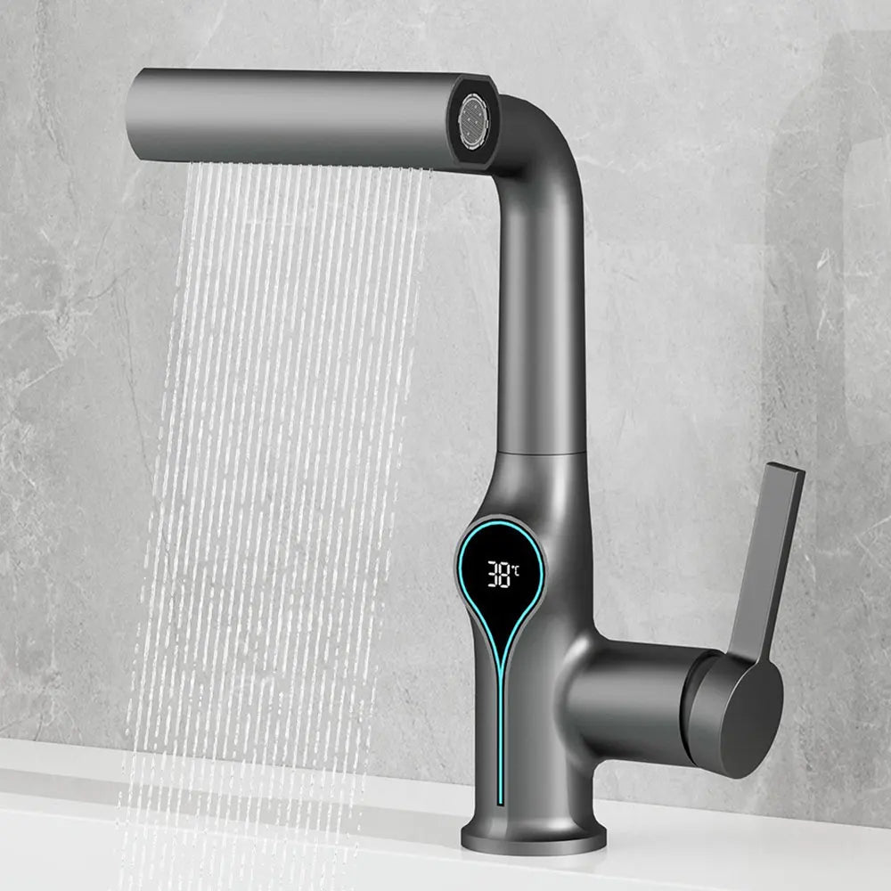Multi Functional Waterfall Basin Faucet 4 Mode Mixer Tap Pull Out Nozzle Bathroom & kitchen Faucet Smart LED Display Sink Faucet